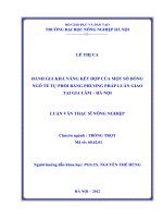 Đánh giá khả năng kết hợp của một số dòng ngô tẻ tự phối bằng phương pháp luân giao tại gia lâm   hà nội 