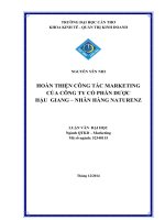 hoàn thiện công tác marketing của công ty cổ phần dược hậu giang, nhãn hàng naturenz