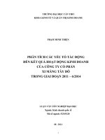 phân tích các yếu tố tác động đến kết quả hoạt động kinh doanh của công ty cổ phần xi măng tây đô trong giai đoạn 2011 đến tháng 6 năm 2014