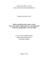 phân tích hành vi mua sắm tại cửa hàng tiện lợi của người dân ở quận ninh kiều, tp cần thơ