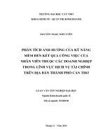 phân tích ảnh hưởng của kỹ năng mềm đến kết quả công việc của nhân viên thuộc các doanh nghiệp trong lĩnh vực dịch vụ tài chính trên địa bàn thành phố cần thơ