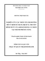 Nghiên cứu các nhân tố ảnh hưởng đến ý định sử dụng dịch vụ truyền hình MYTV của khách hàng cá nhân tại thành phố đà nẵng