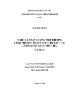 định giá chất lượng môi trường bằng phương pháp chi phí du lịch tại vườn quốc gia u minh hạ cà mau