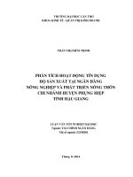 phân tích hoạt động tín dụng hộ sản xuất tại ngân hàng nông nghiệp và phát triển nông thôn chi nhánh huyện phụng hiệp tỉnh hậu giang