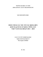 phân tích các yếu tố tác động đến kim ngạch xuất khẩu nông sản việt nam giai đoạn 2011 đến 2013