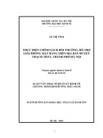 Thực hiện chính sách bồi thường, hỗ trợ giải phóng mặt bằng trên địa bàn huyện thạch thất, thành phố hà nội 