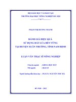 Đánh giá hiệu quả sử dụng đất lúa bền vững tại huyện xuân trường, tỉnh nam định 