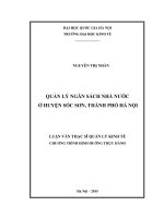 Quản lý ngân sách nhà nước ở huyện sóc sơn, thành phố hà nội 