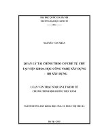 Quản lý tài chính theo cơ chế tự chủ tại viện khoa học công nghệ xây dựng   bộ xây dựng 
