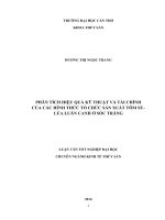 phân tích hiệu quả kỹ thuật và tài chính của các hình thức tổ chức sản xuất tôm sú  lúa luân canh ở sóc trăng
