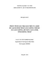 phân tích giá trị giải trí của khu du lịch sinh thái gáo giồng thuộc xã gáo giồng, huyện cao lãnh, tỉnh đồng tháp
