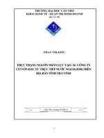 Thực trạng nguồn nhân lực tại các công ty có vốn đầu tư trực tiếp nước ngoài (FDI) trên địa bàn tỉnh Trà Vinh