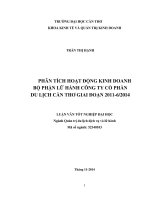 phân tích hoạt động kinh doanh bộ phận lữ hành công ty cổ phần du lịch cần thơ giai đoạn 2011 đến tháng 6 năm 2014