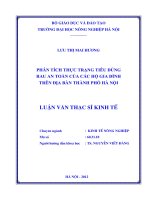 Phân tích thực trạng tiêu dùng rau an toàn của các hộ gia đình trên địa bàn thành phố hà nội 