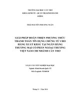 giải pháp hoàn thiện phương thức thanh toán tín dụng chứng từ cho hàng xuất khẩu tại ngân hàng thương mại cổphần ngoại thương việt nam chi nhánh cần thơ
