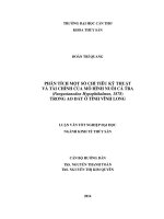 phân tích một số chỉ tiêu kỹ thuật và tài chính của mô hình nuôi cá tra (pangasianodon hypophthalmus, 1878) trong ao đất ở tỉnh vĩnh long
