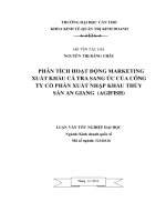 phân tích hoạt ðộng marketing xuất khẩu cá tra sang úc của công ty cổ phần xuất nhập khẩu thủy sản an giang (agifish)
