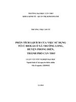 phân tích lợi ích của việc sử dụng túi ủ biogas ở xã trường long, huyện phong điền, thành phố cần thơ