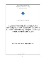đánh giá thực trạng và khả năng thực hiện các tiêu chí trong xây dựng xã nông thôn mới tại xã định an, huyện gõ quao, tỉnh kiên giang