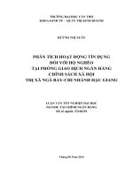 phân tích hoạt động tín dụng đối với hộ nghèo tại phòng giao dịch ngân hàng chính sách xã hội thị xã ngã bảy, chi nhánh hậu giang