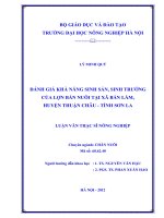 Đánh giá khả năng sinh sản, sinh trưởng của lợn bản nuôi tại xã bản lầm, huyện thuận châu, tỉnh sơn la 