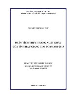 phân tích thực trạng xuất khẩu của tỉnh hậu giang giai đoạn 2011 đến 2013
