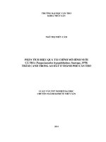 phân tích hiệu quả tài chính mô hình nuôi cá tra (pangasianodon hypophthalmus sauvage, 1978) thâm canh trong ao đất ở thành phố cần thơ
