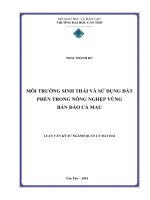 môi trường sinh thái và sử dụng đất phèn trong nông nghệp vùng bán đảo cà mau