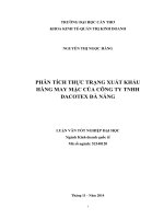 phân tích thực trạng xuất khẩu hàng may mặc của công ty tnhh dacotex đà nẵng