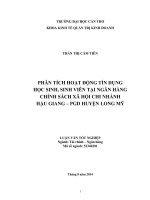 phân tích hoạt động tín dụng học sinh, sinh viên tại ngân hàng chính sách xã hội chi nhánh hậu giang – phòng giao dịch huyện long mỹ