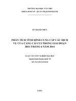 phân tích tình hình cung cấp các dịch vụ của cảng cái cui trong giai đoạn 2011 đến tháng 6 năm 2014