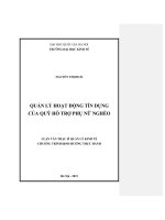 Quản lý hoạt động tín dụng của quỹ hỗ trợ phụ nữ nghèo 