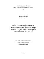 phân tích chi phí hoạt động kinh doanh tại ngân hàng nông nghiệp và phát triển nông thôn chi nhánh huyện trà cú