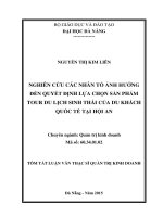 Nghiên cứu các nhân tố ảnh hưởng đến quyết định lựa chọn sản phẩm tour du lịch sinh thái của du khách quốc tế tại hội an