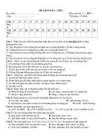 Đề kiểm tra 1 tiết sinh học 11