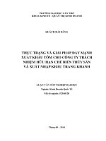 thực trạng và giải pháp đẩy mạnh xuất khẩu tôm cho công ty trách nhiệm hữu hạn chế biến thủy sản và xuất nhập khẩu trang khanh
