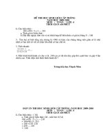 Đề thi và đáp án HSG cấp trường năm học 2009   2010