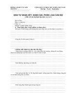 BẢN TỰ NHẬN XÉT, ĐÁNH GIÁ, PHÂN LOẠI CÁN BỘ 2011.