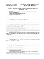 BẢN TỰ NHẬN XÉT ĐÁNH GIÁ, XẾP LOẠI CỦA GIÁO VIÊN.