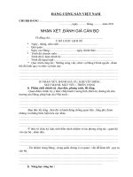 NHẬN XÉT ,ĐÁNH GIÁ CÁN BỘ ĐẢNG VIÊN 2011.