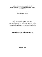 Thực trạng liên kết bốn nhà trong sản xuất và tiêu thụ rau an toàn tại xã tiến yên huyện hoài đức