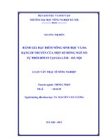 Đánh giá đặc điểm nông sinh học và đa dạng di truyền của một số dòng ngô nổ tự phối đời f5 tại gia lâm   hà nội 