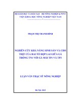 Đánh giá khả năng sinh sản và cho thịt của hai tổ hợp lai giữa gà trống TN1 với gà mái TP1 và TP3 