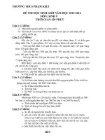 Đề thi và hướng dẫn chấm môn sinh học lớp 9 tham khảo ôn thi (27) 