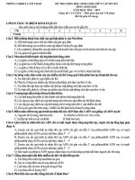 Đề thi và hướng dẫn chấm môn sinh học lớp 9 tham khảo ôn thi (23) 