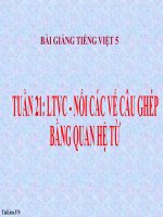 Bài giảng tiếng việt 5 tuần 21 bài luyện từ và câu   nối các vế câu ghép bằng quan hệ từ5 