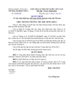 Quyết định công nhận hoàn thành chương trình tiểu học năm học 2010 2011