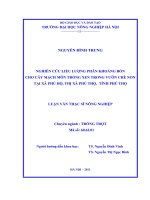 nghiên cứu liều lượng phân khoáng bón cho cây mạch môn trồng xen trong vườn chè non tại xã phú hộ, thị xã phú thọ, tỉnh phú thọ