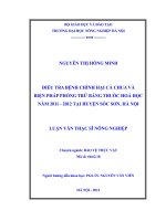 Điều tra bệnh chính hại cà chua và biện pháp phòng trừ thuốc hoá học năm 2011 đến 2012 tại huyện sóc sơn, hà nội 