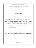 ỨNG DỤNG MỘT SỐ PHẢN ỨNG HẠT NHÂN GÂY BỞI CHÙM HẠT TÍCH ĐIỆN TRÊN MÁY GIA TỐC TĨNH ĐIỆN TRONG PHÂN TÍCH